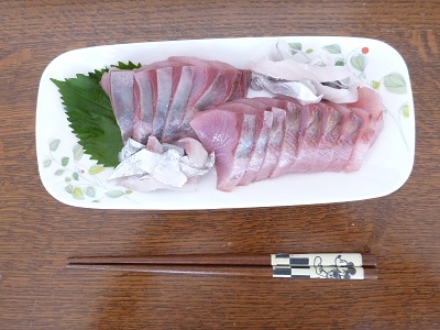 太刀魚（釣果）とハマチ（購入）のお刺身