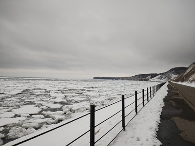 流氷、能取岬前